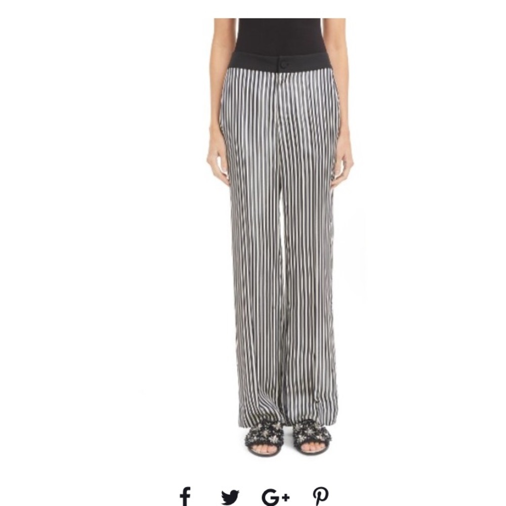 NWT $1145 Lanvin Bachette Stripe Wide Leg Pants