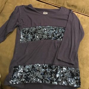 Shirt - navy with sequins