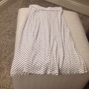 Gray in white maxi skirt