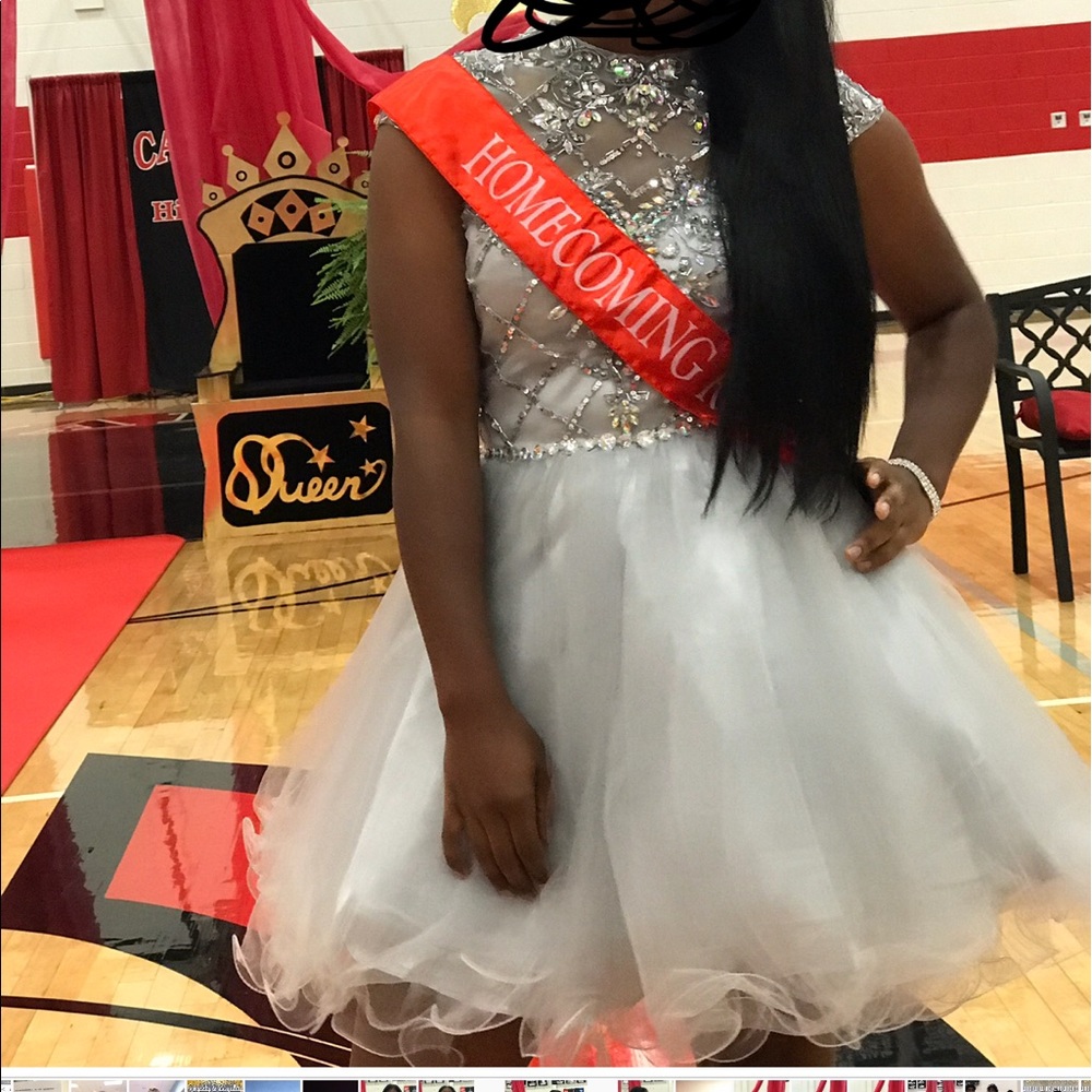 Silver short formal dress. Homecoming dress.