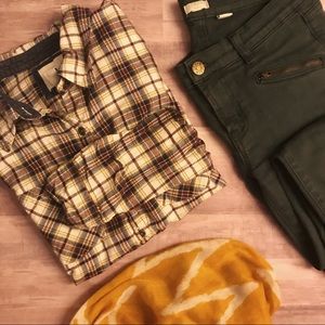 Maroon/Navy/Mustard Colored Flannel