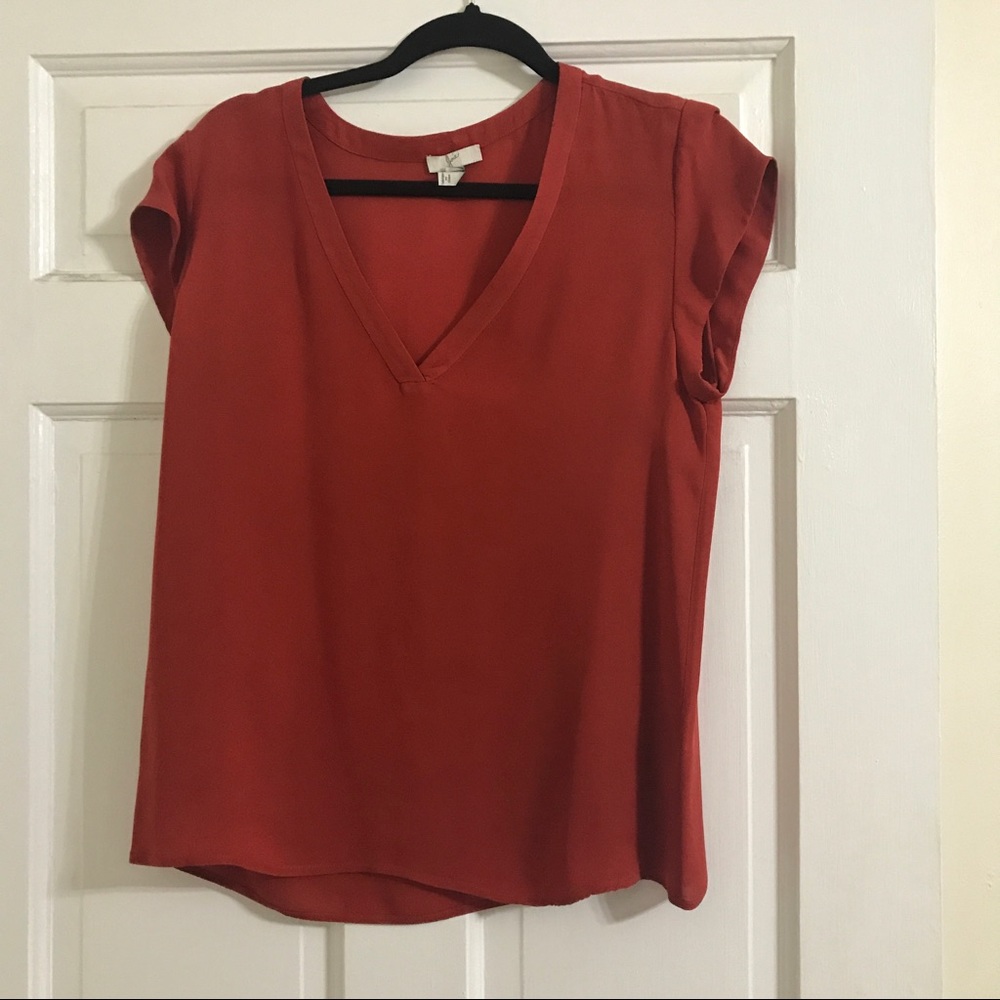 Joie Red Silk V-Neck Blouse