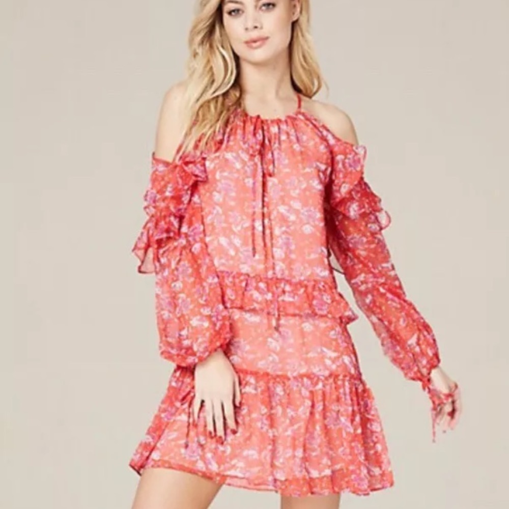 🚫 bebe Adelyn Rae Women's Ruffle Cold Shoulder - Picture 1 of 8