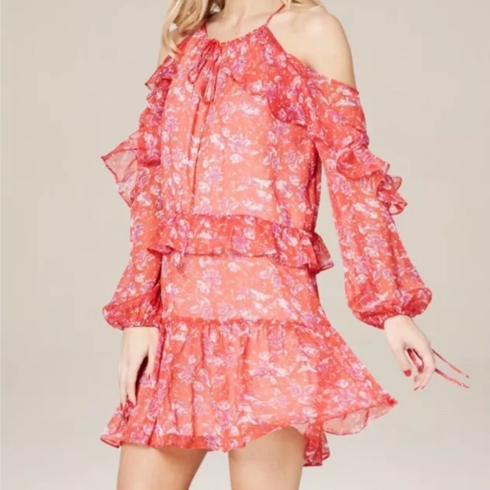🚫 bebe Adelyn Rae Women's Ruffle Cold Shoulder - Picture 3 of 8
