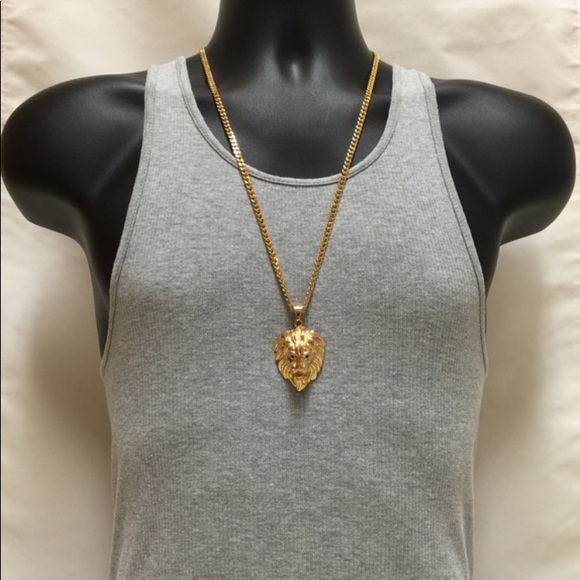 Men's lion 18k gold plated chain - Picture 2 of 2