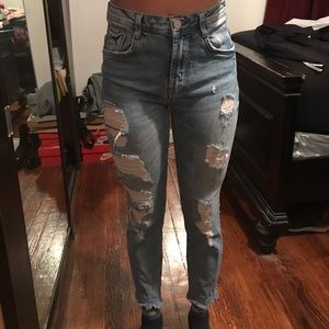 Zara distressed high waist jean