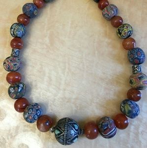 Agate& ceramic bead necklace
