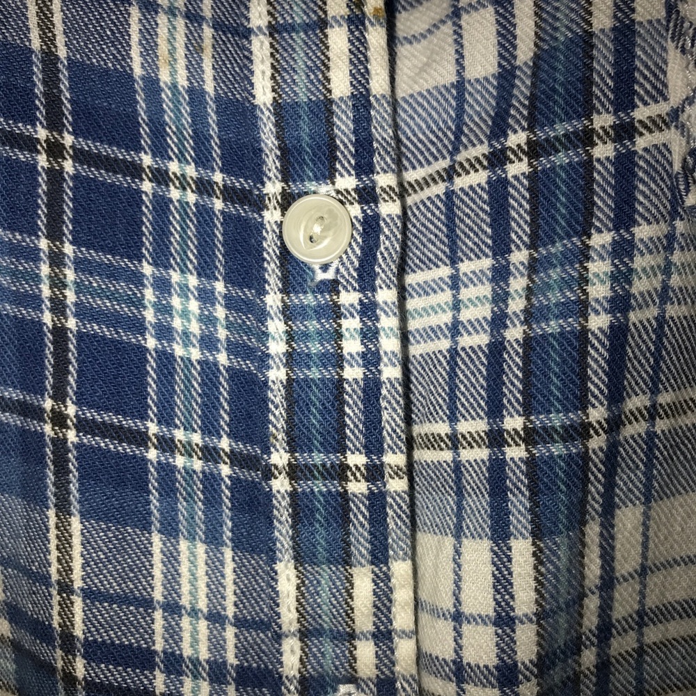 Gap Flannel Chambray Button Down With Denim Trim L - image 4