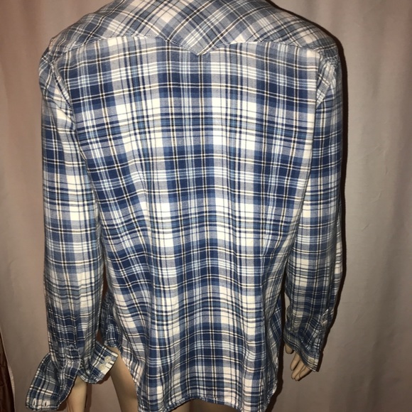 Gap flannel chambray button down with denim trim L - Picture 3 of 6