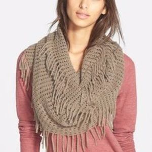 Nordstrom BP taupe fringe infinity scarf
