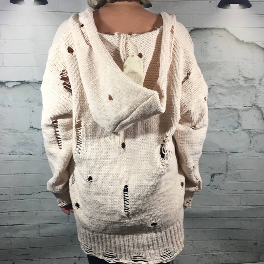Last!! Distressed hooded sweater - Picture 2 of 2