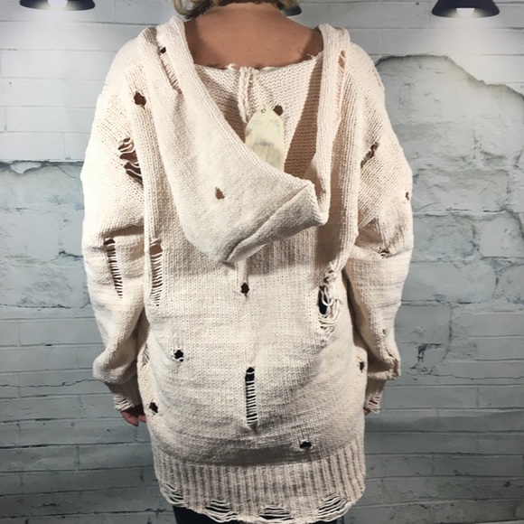 Last!! Distressed hooded sweater - Picture 2 of 2
