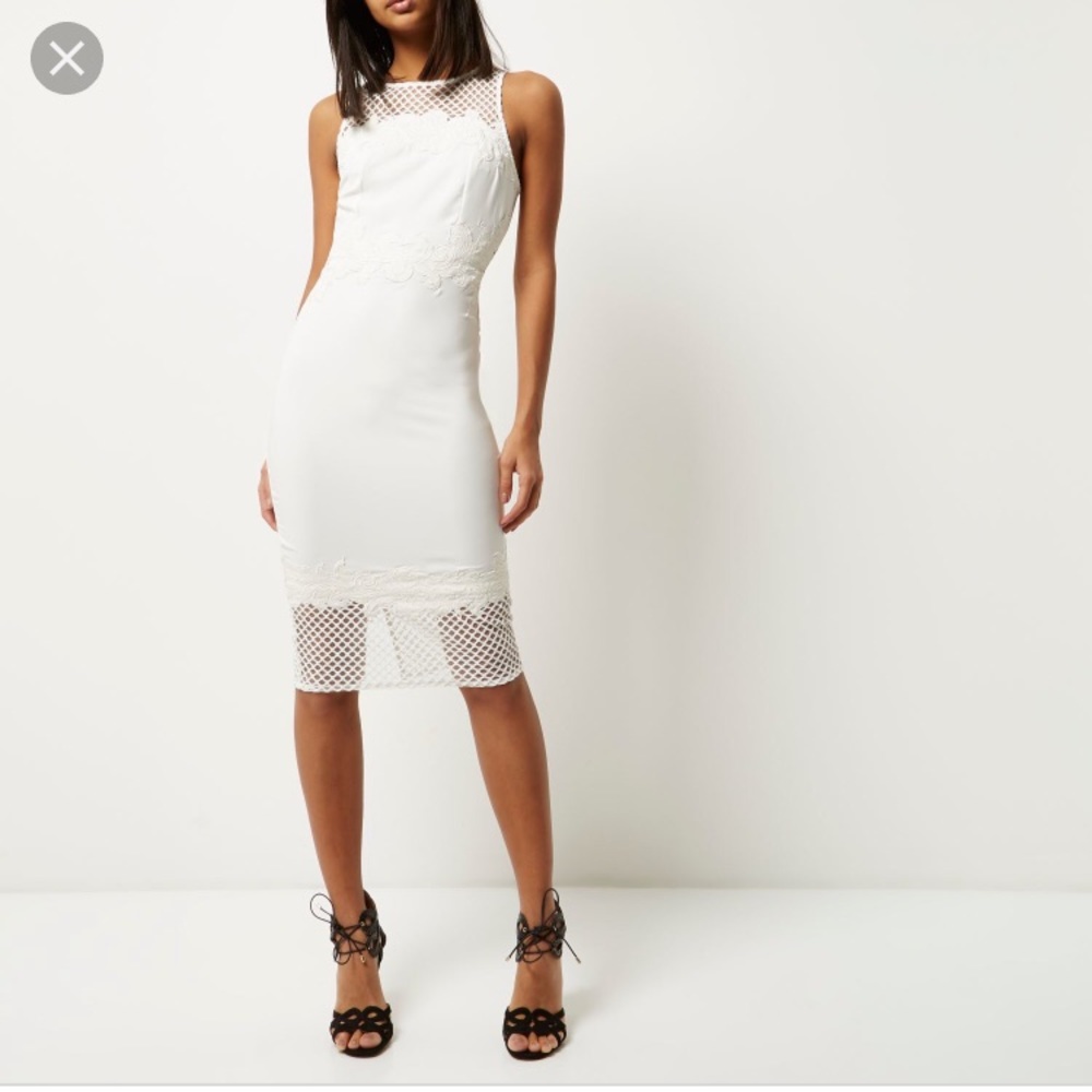 ASOS river island mesh white midi dress