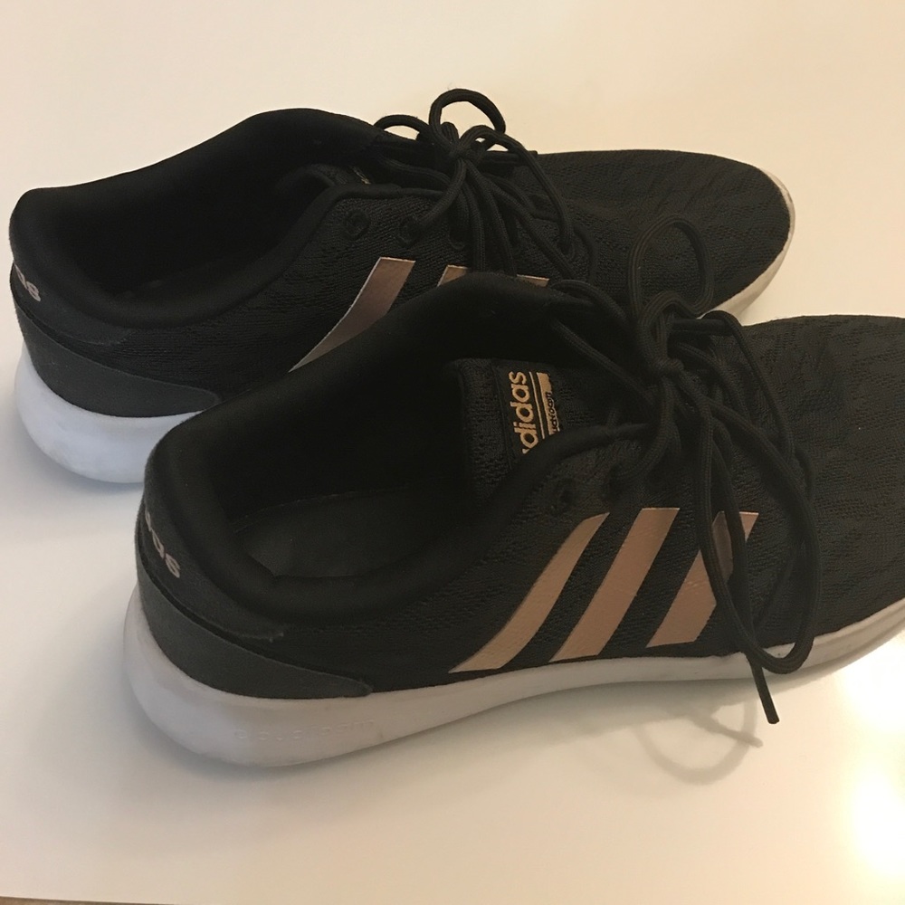 Adidas black and rose gold shoes
