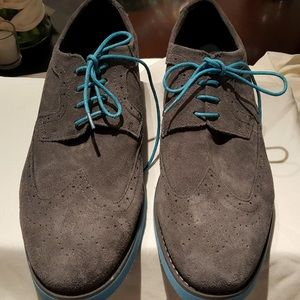 New Men's Perry Ellis Gray Suede Oxford Shoes