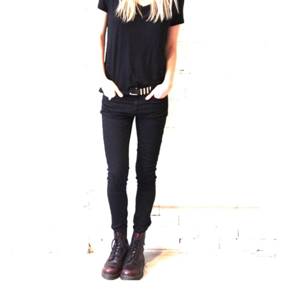 Free People Distressed Black Jeans