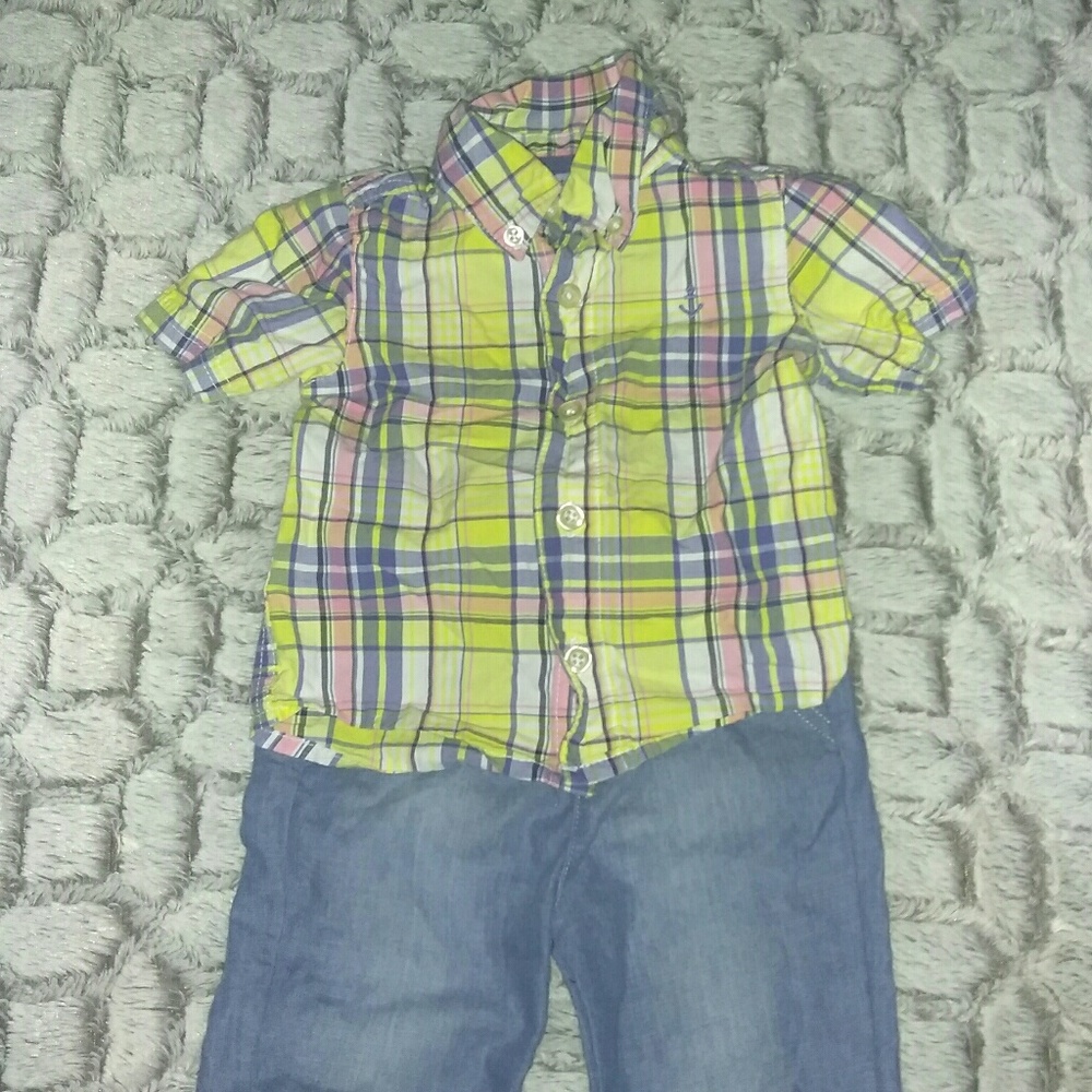 Jeans and plaid button down