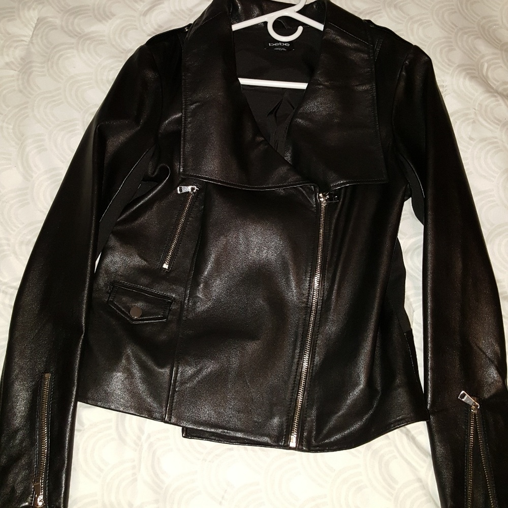 Bebe lambskin leather moto jacket