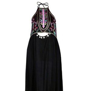 Embroidered coin maxi dress