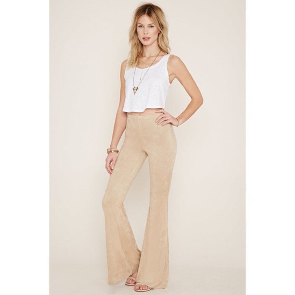 High Waisted Taupe Suede Bell Bottoms