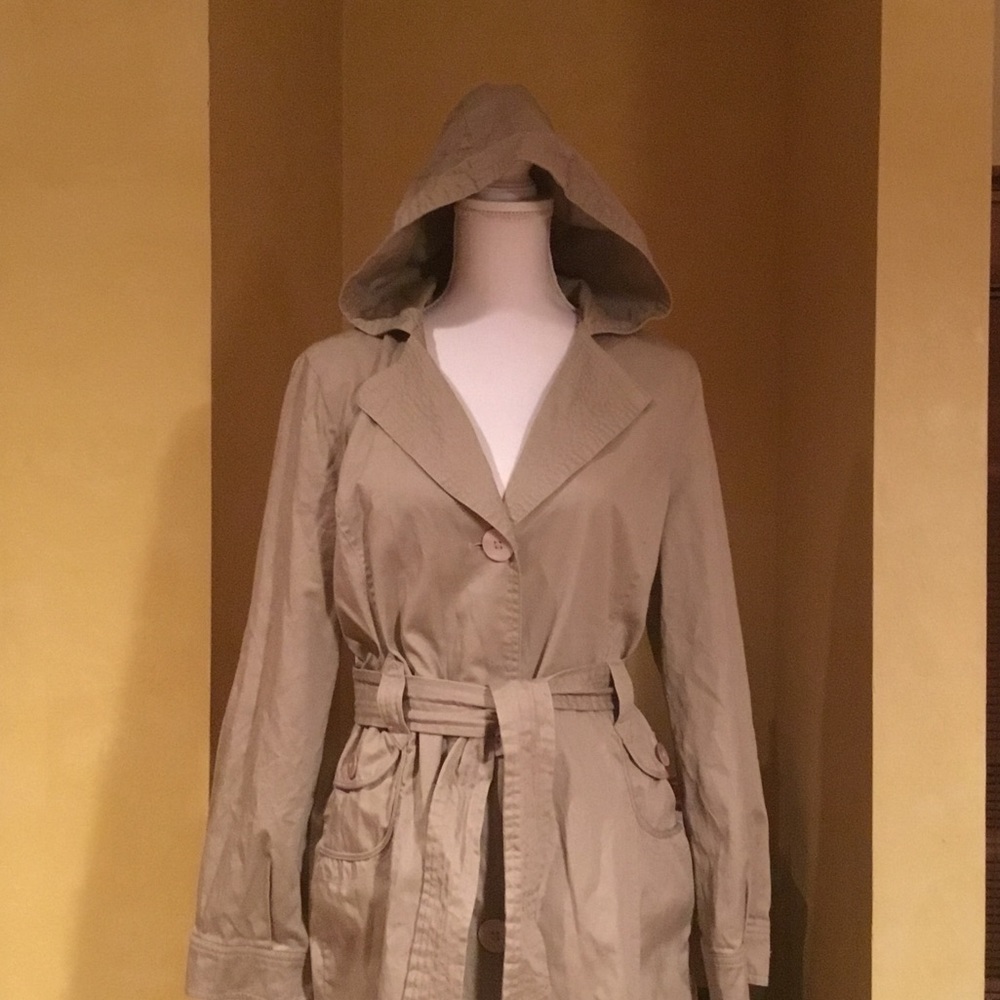 EUC XL KNEE LENGTH HOODED TRENCHCOAT