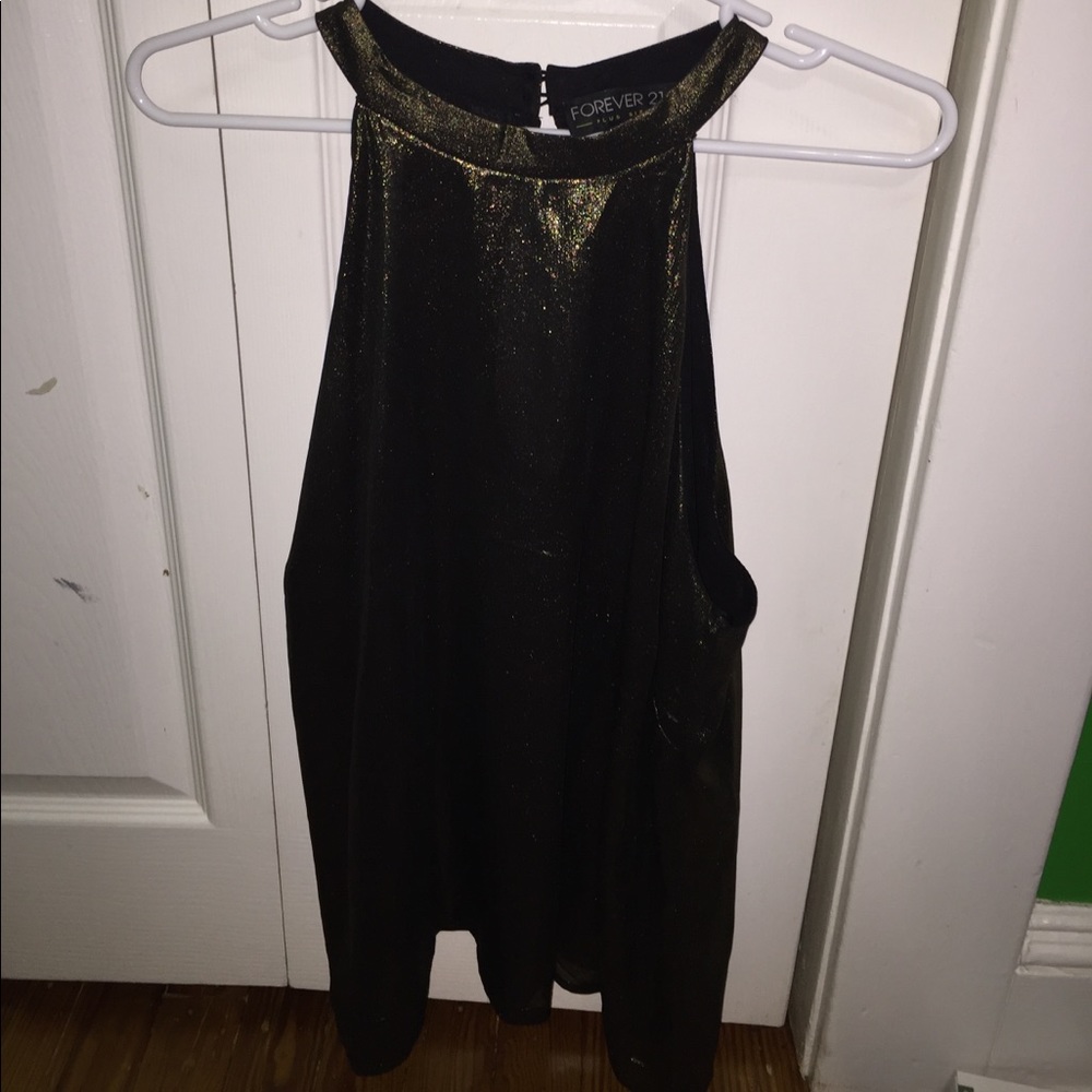 Metallic Forever21+ High neck top.