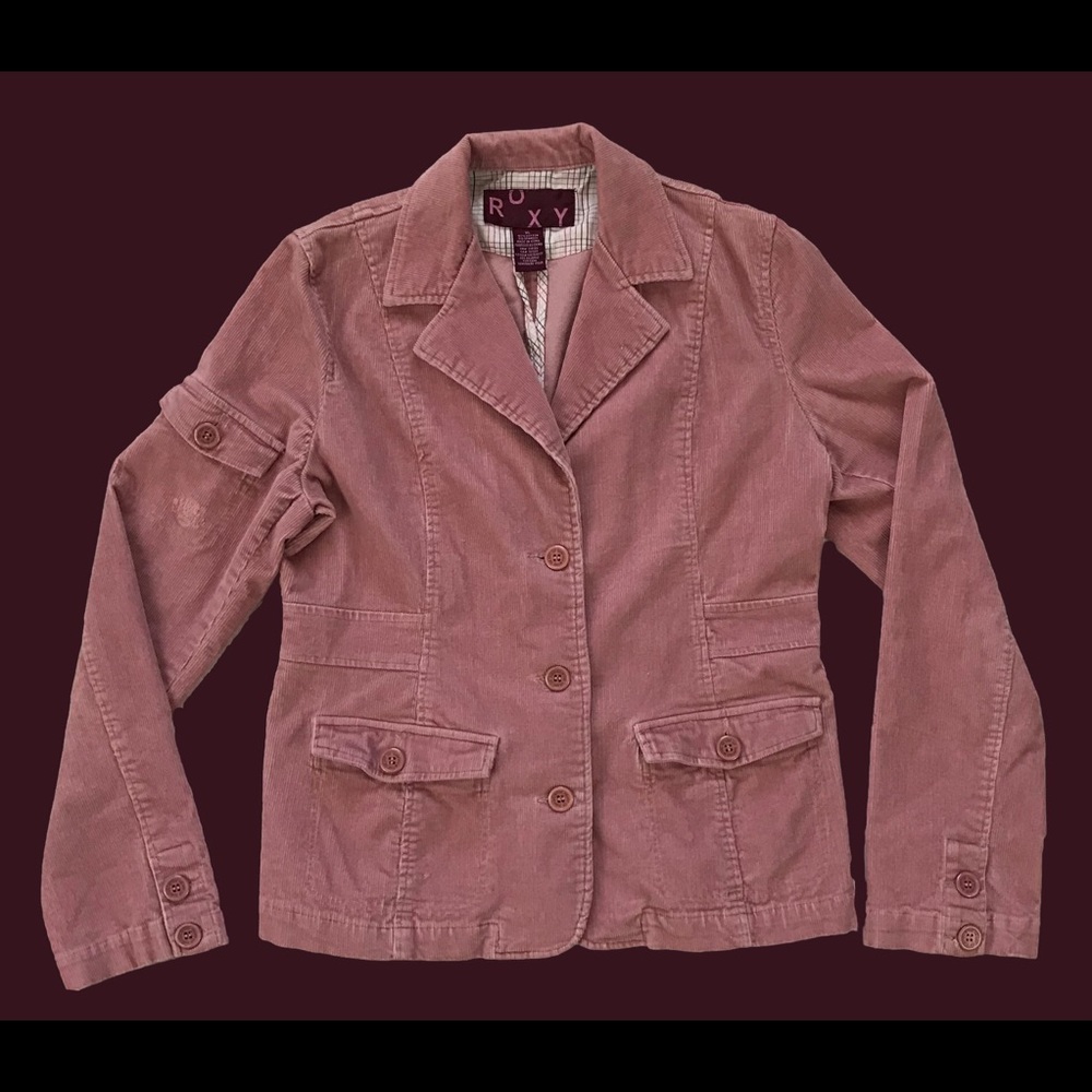 ROXY Corduroy 3 Button Blazer Pink Women’s Size XL