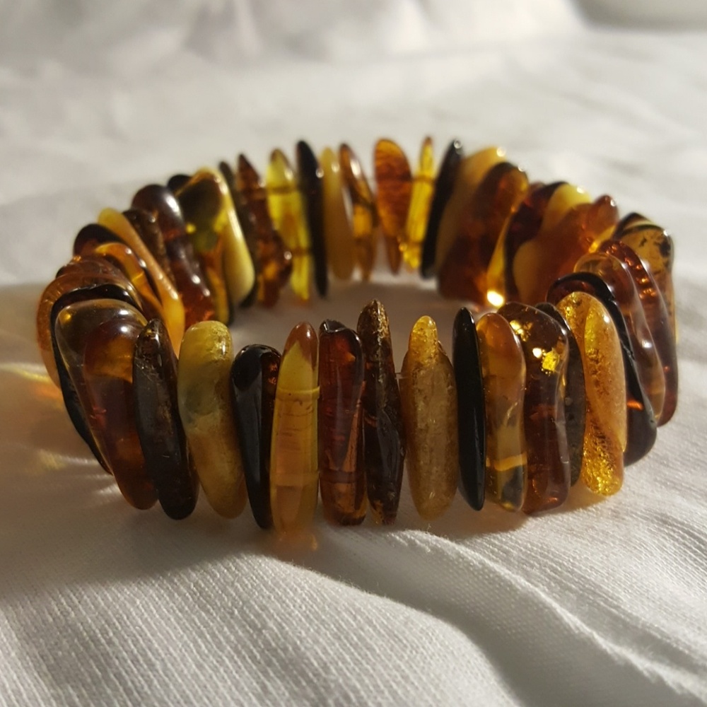 Multicolor natural baltic amber bracelet