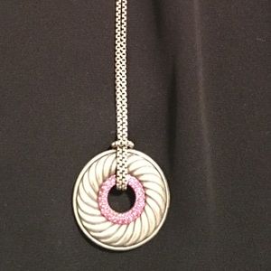David Yurman Large Cable Disc with Pink Sapphires