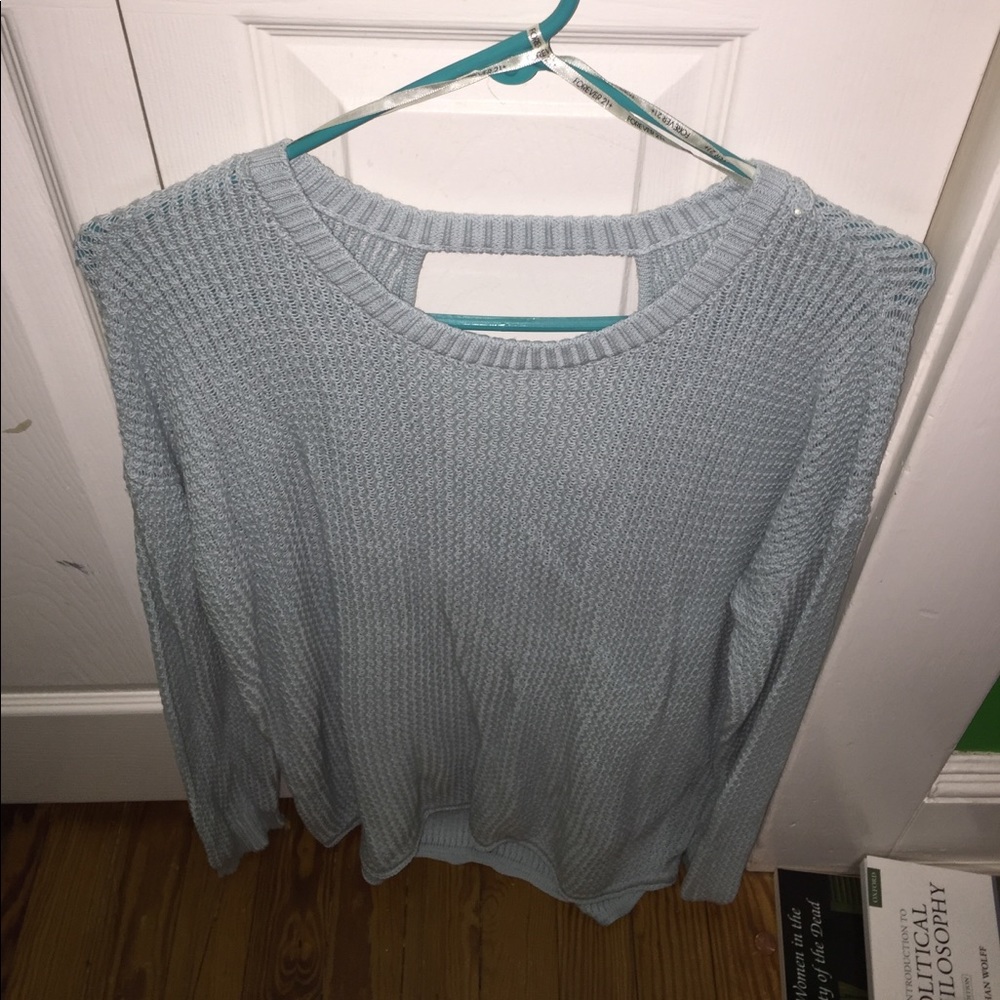 Light Blue keyhole back sweater. Forever21+