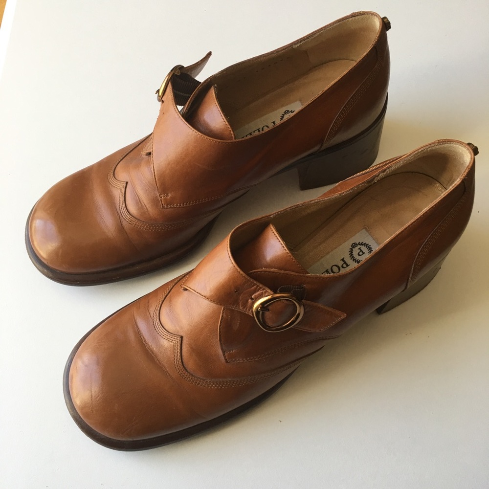 {Pollini} Italian Designer Leather Heeled Oxfords