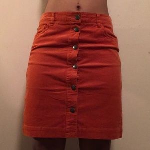 Tommy Hilfiger Orange Button Down Corduroy Skirt