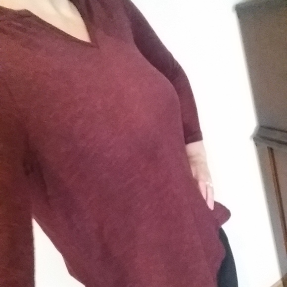 Asymmetrical Burgundy Top with Hood Size M - Picture 1 of 5