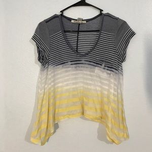 American Rag V Neck Cropped Style Tee Ombré Sheer