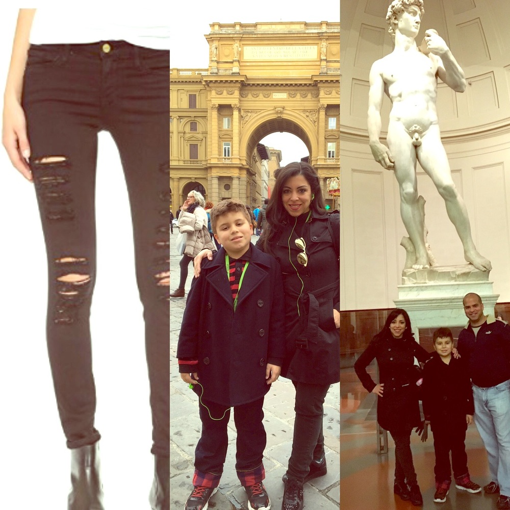 Frame Le Color Rip Skinny Jeans Black or Film Noir