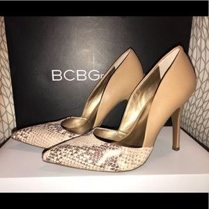 BCBGeneration Nude/Python Heels