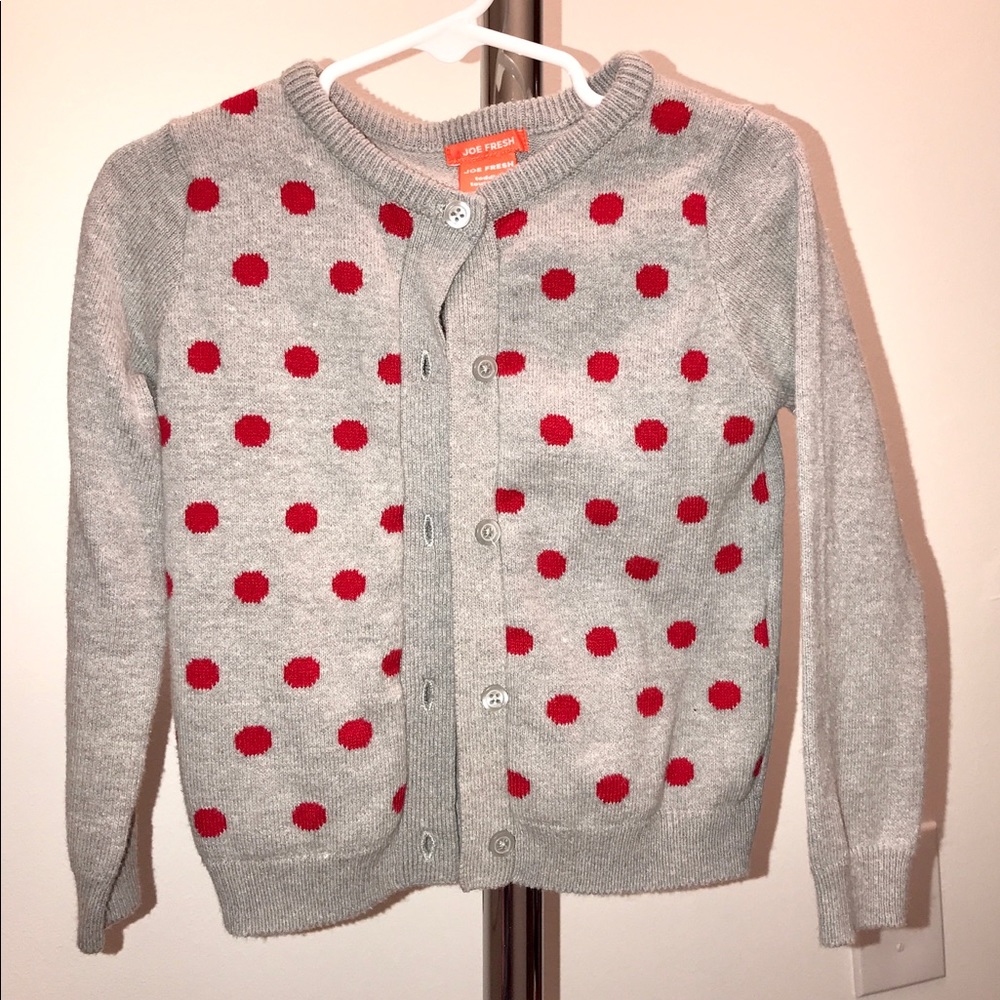 🎈 Joe fresh red polka dot cardigan grey 2T