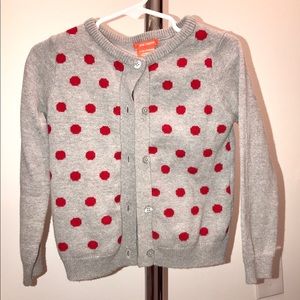 🎈 Joe fresh red polka dot cardigan grey 2T