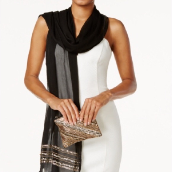 Vince Camuto Embellished Evening Wrap & Clutch - Picture 1 of 2