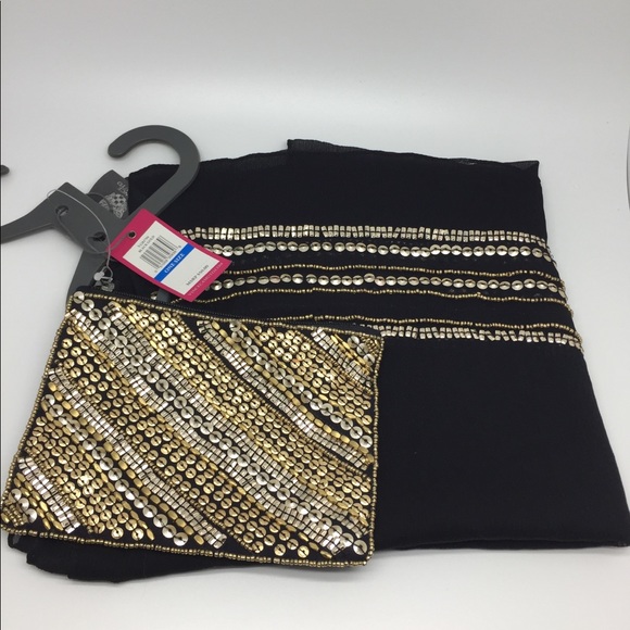 Vince Camuto Embellished Evening Wrap & Clutch - Picture 2 of 2