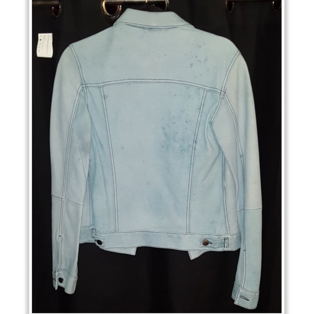 NEW Leather Derek Lam 10 Crosby Jean Jacket Blue - Picture 4 of 8