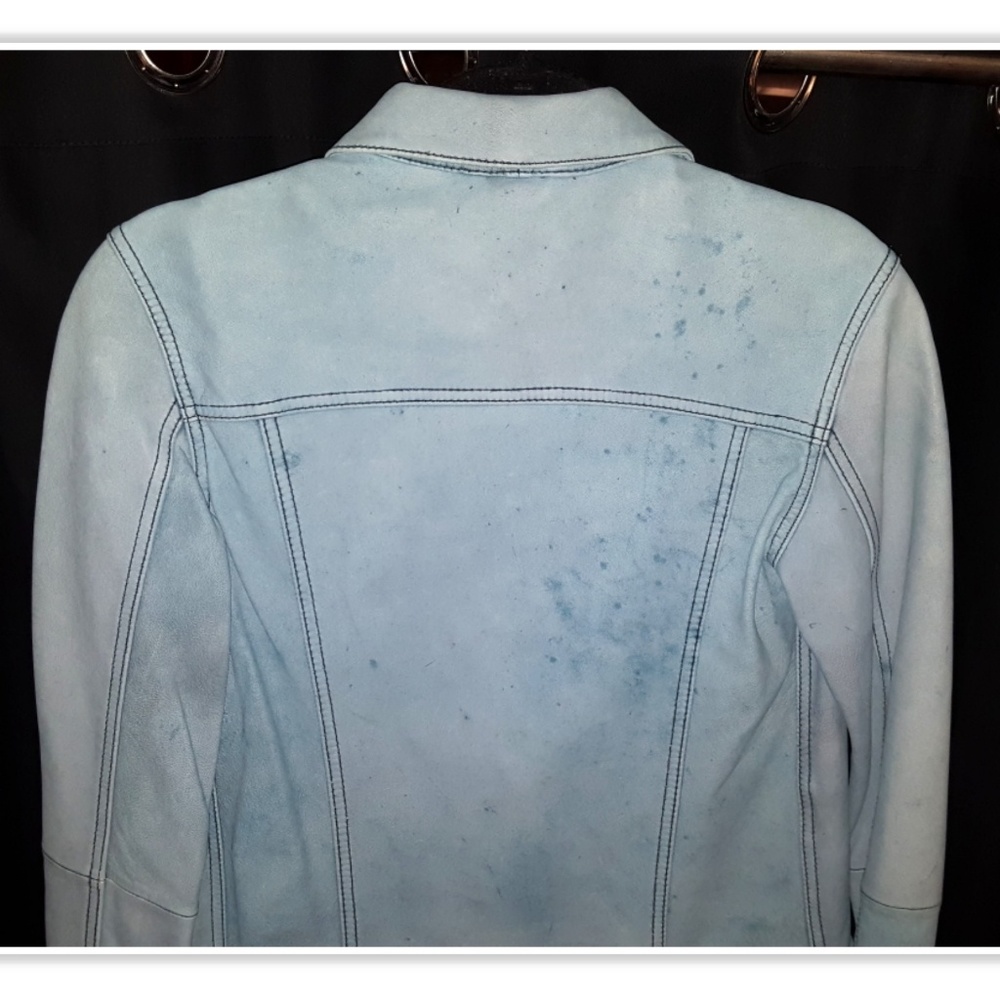 NEW Leather Derek Lam 10 Crosby Jean Jacket Blue - Picture 5 of 8
