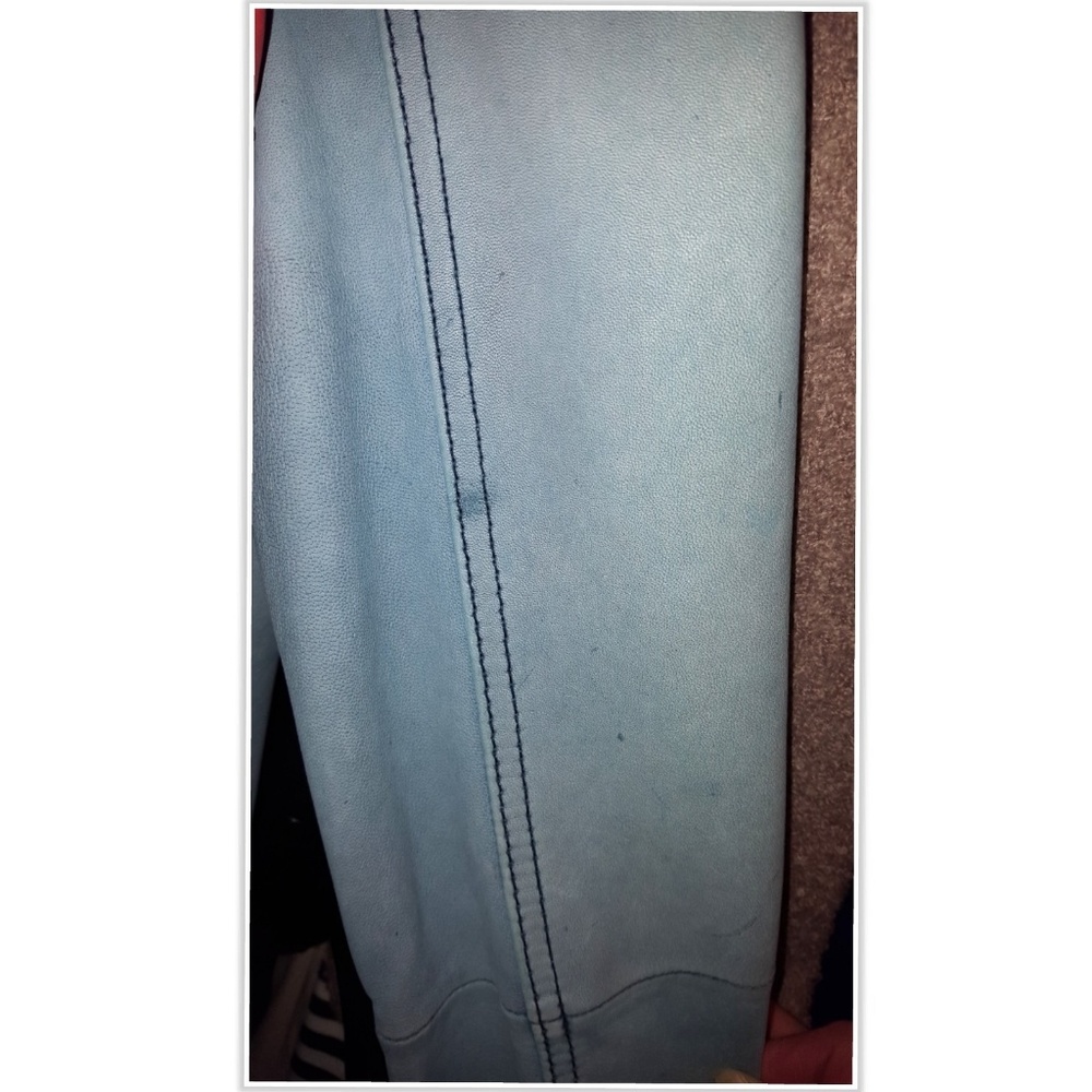 NEW Leather Derek Lam 10 Crosby Jean Jacket Blue - Picture 6 of 8