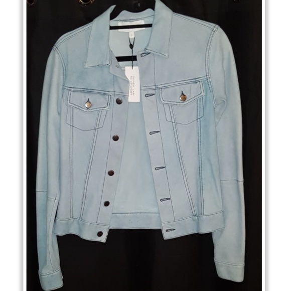NEW Leather Derek Lam 10 Crosby Jean Jacket Blue - Picture 3 of 8