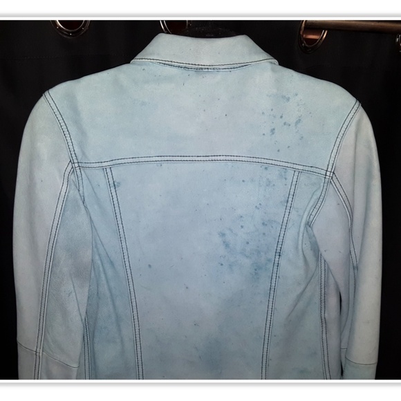 NEW Leather Derek Lam 10 Crosby Jean Jacket Blue - Picture 5 of 8