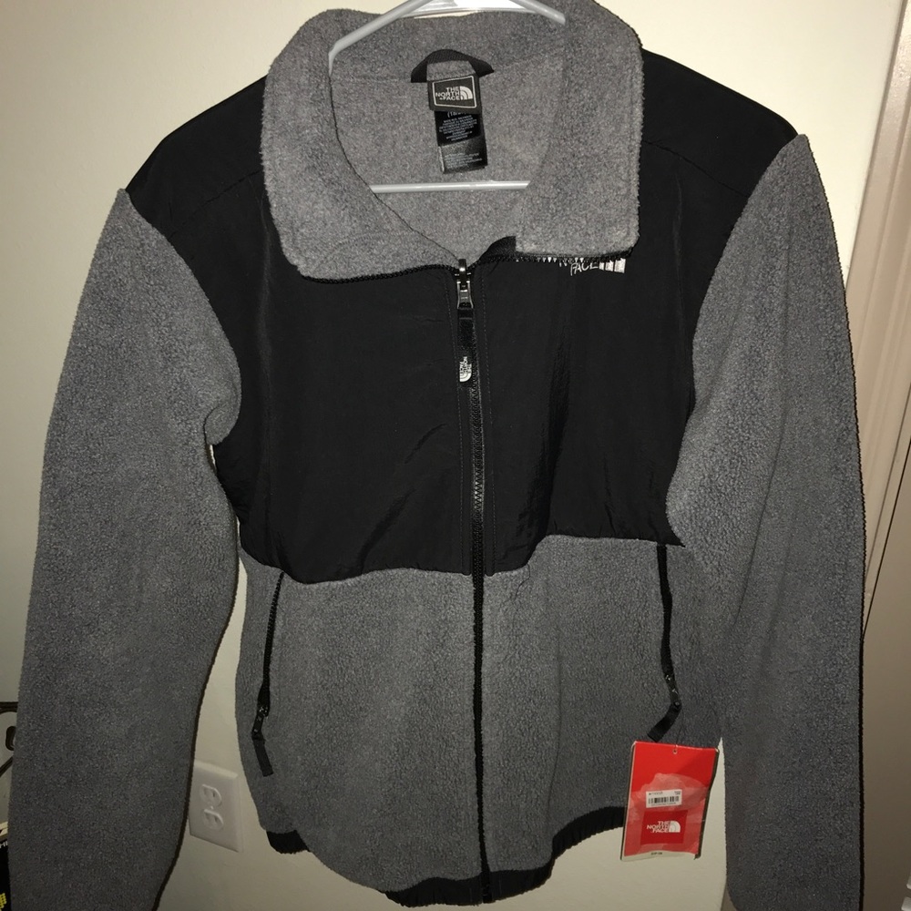 North Face Grey and Black Denali Jacket