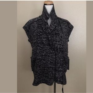 NWT Michael Stars Moto Sweater Vest in Black Marl