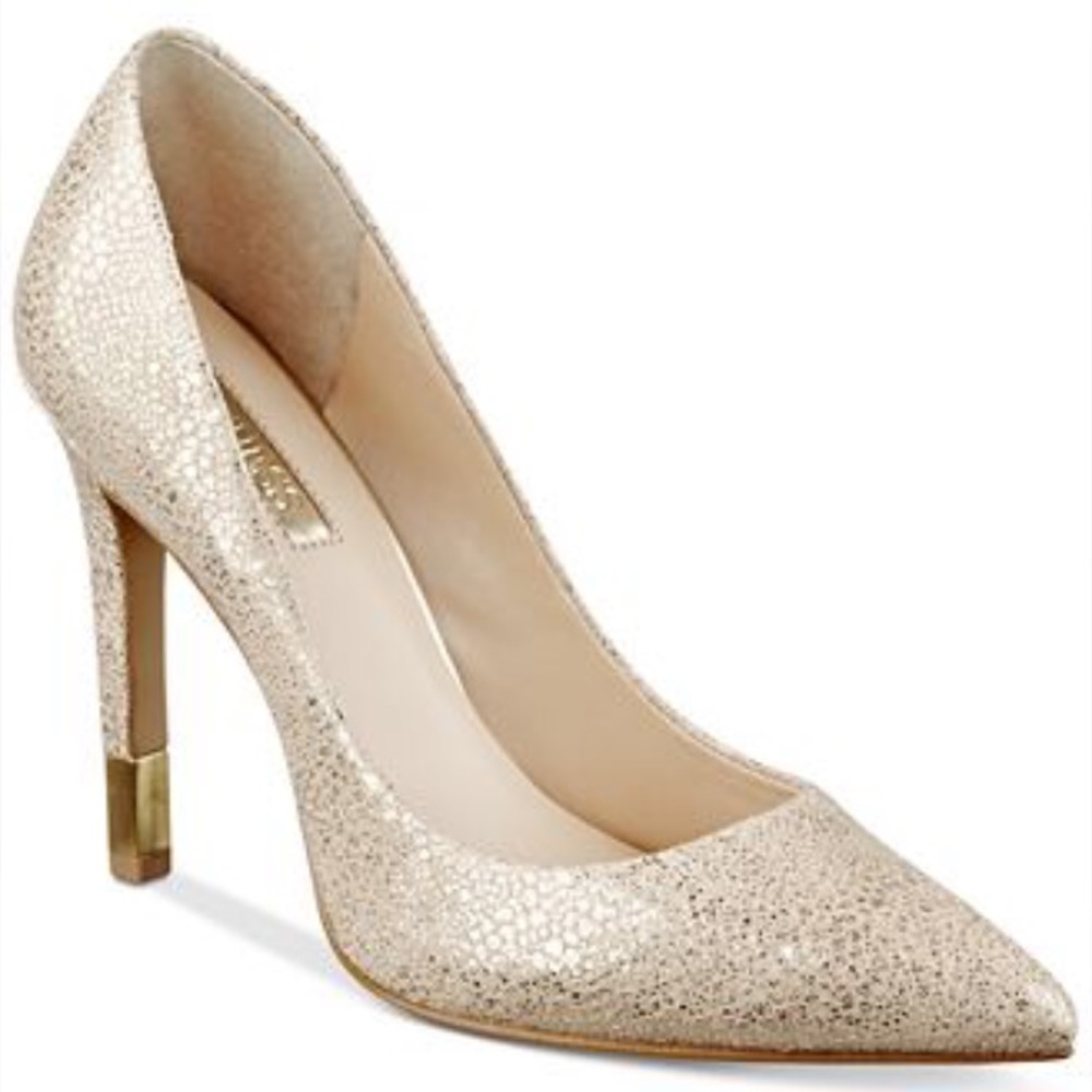 Guess Gababbitta Natural/Gold Shimmer Heels