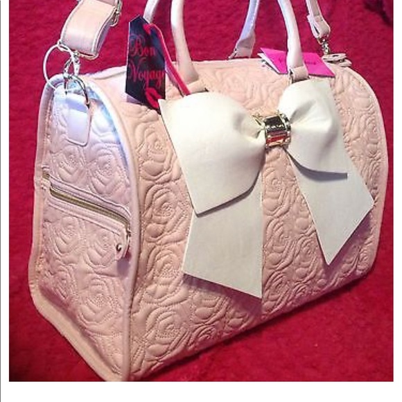 Floral Quilted Huge Bow Travel Weekender Tote - Picture 2 of 6