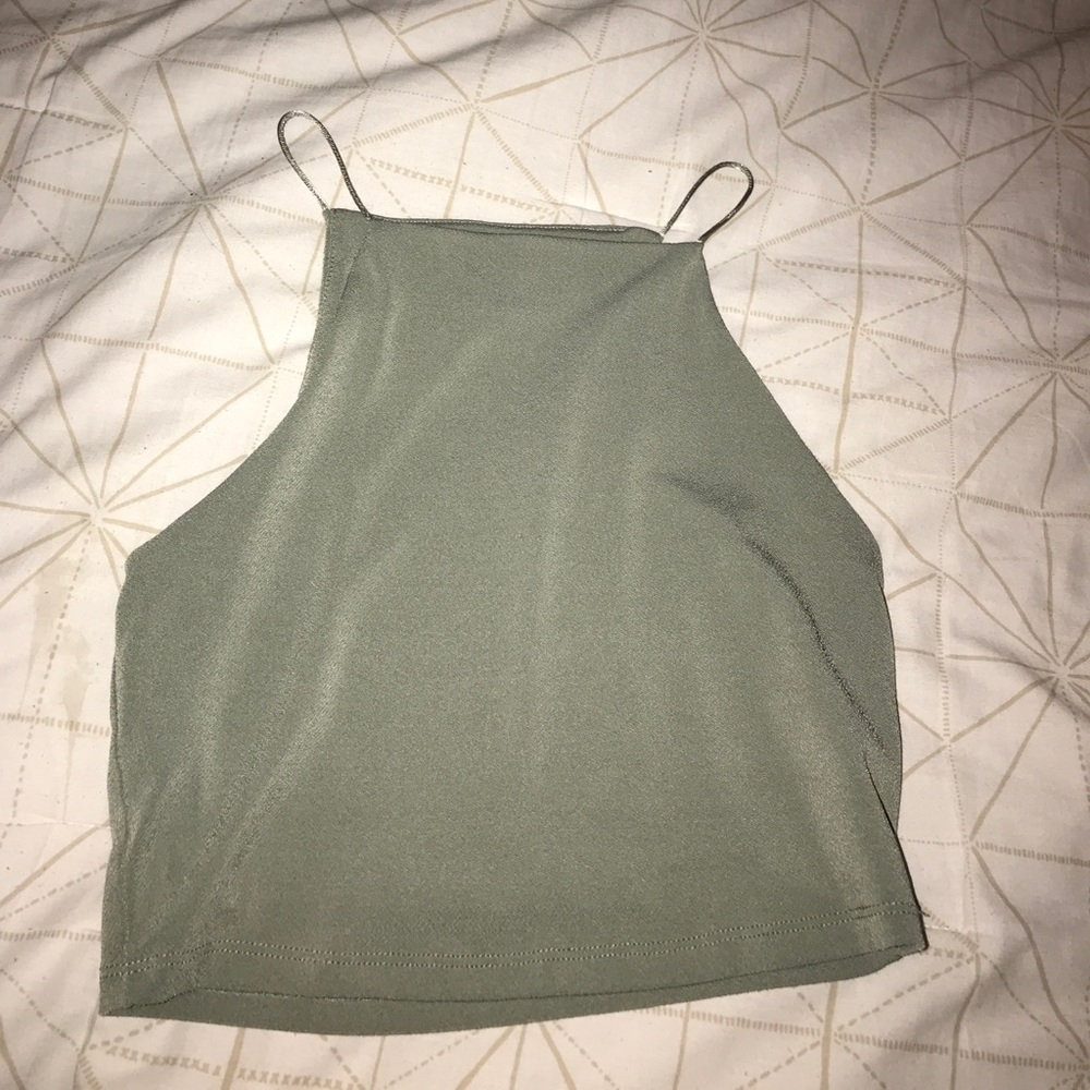 Light Olive green halter crop top